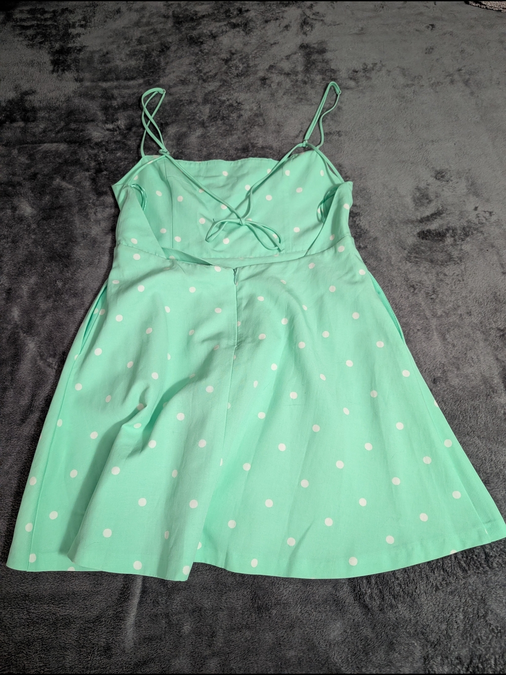 Zara Mint Green Polka Dot Dress - Picture 3 of 6